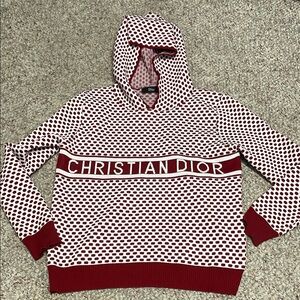 Red logo polka dot Patterned hooded Sweater
